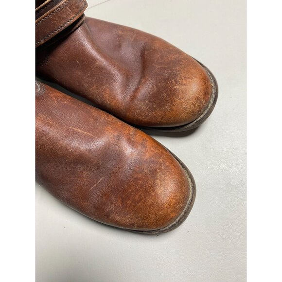 Frye Leather Phillip Ring Harness Boots Women 7.5 B Tall Brown Equestrian Buckle - Picture 13 of 16